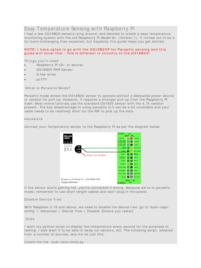 Easy Temperature Sensing With Raspberry Pi | PDF | Raspberry Pi | Sensor