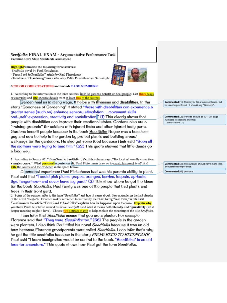 Analyzing Themes in Seedfolks | PDF | Disability | Citation