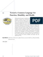 Toward A Common Language For Function, Disability, and Health