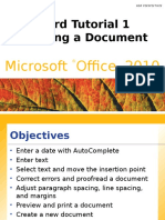 Word Tutorial 1 Creating A Document: Microsoft Office 2010