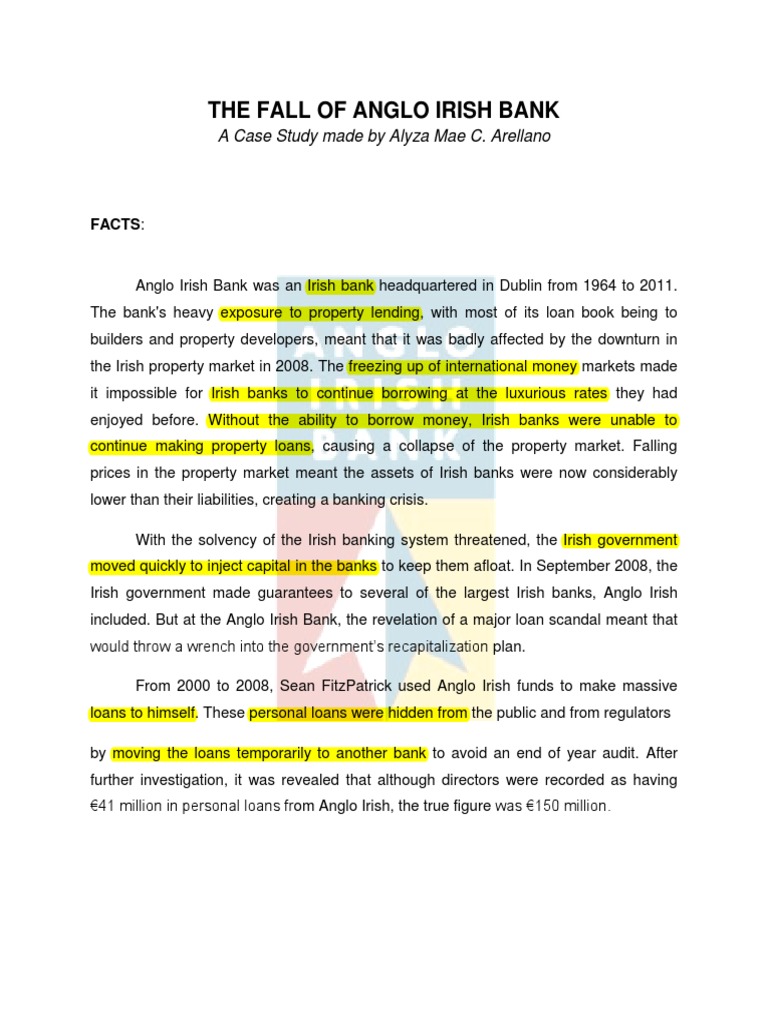 Anglo Irish Bank Scandal Analysis | PDF | Banks | Money