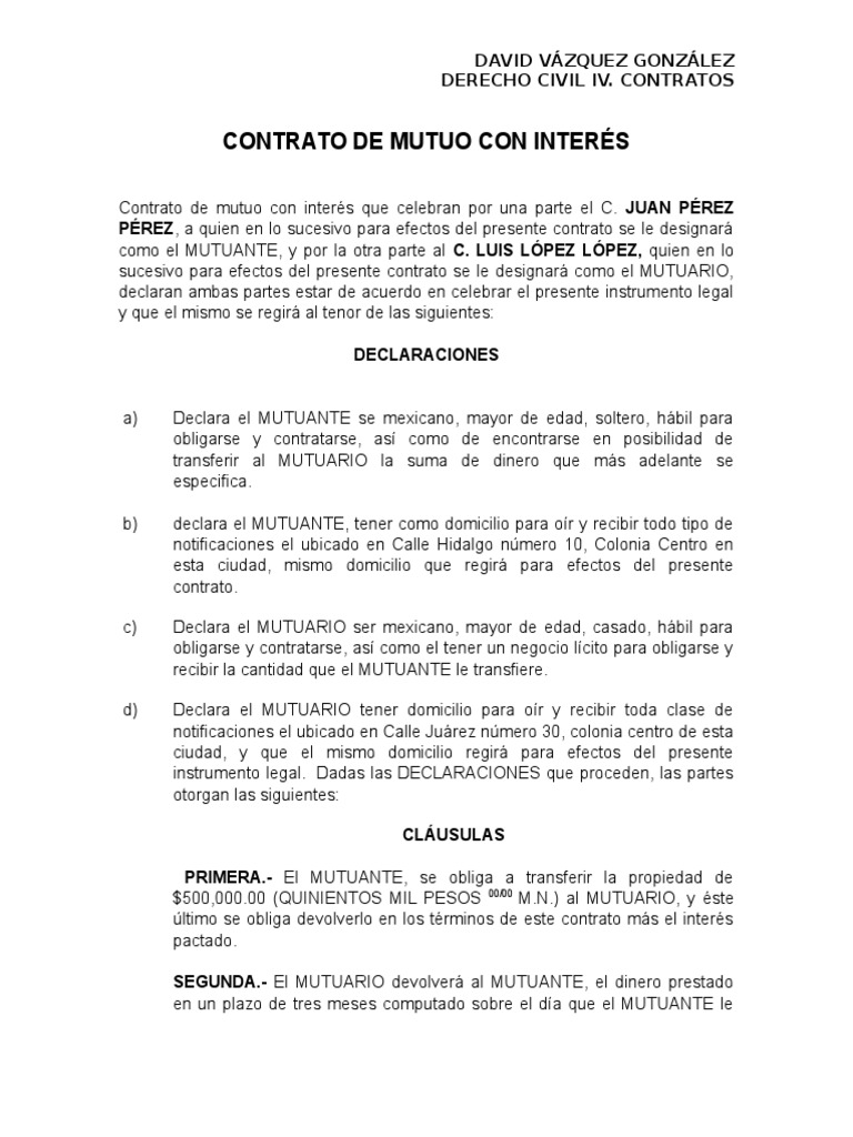 Contrato de Mutuo Con Interés | PDF | Información del gobierno | Justicia