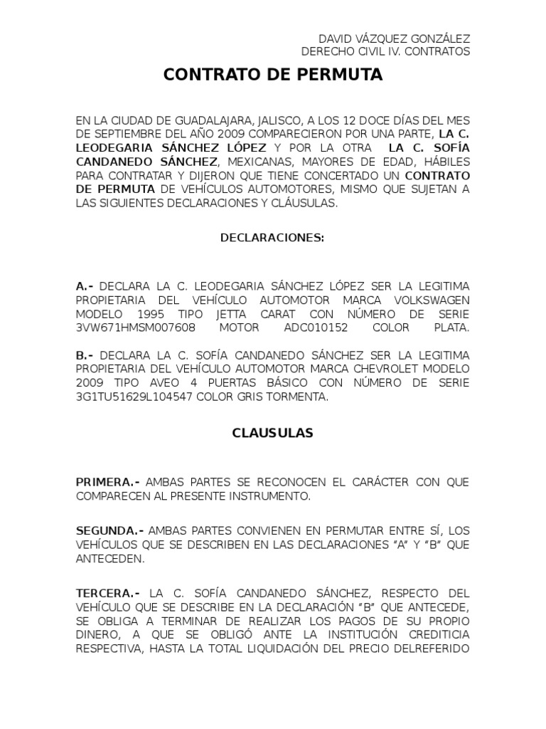 Ejemplo De Contrato Laboral ~ 35 Images Contrato De Permuta Ejemplos Y ...