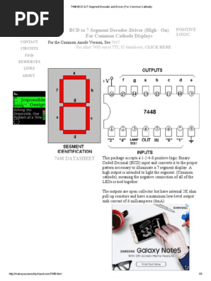 Oページ 7448 BCD To 7-Segment Decoder and Driver (For Common Cathode