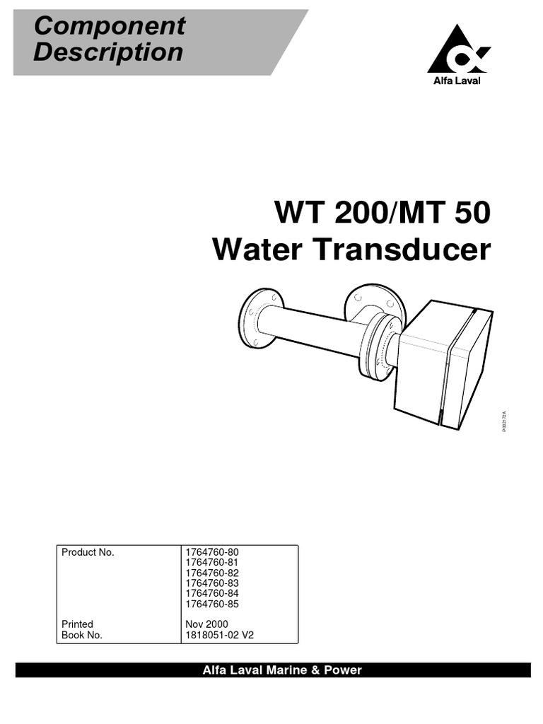 WT 200/MT 50 Water Transducer Alfa Laval Marine & Power