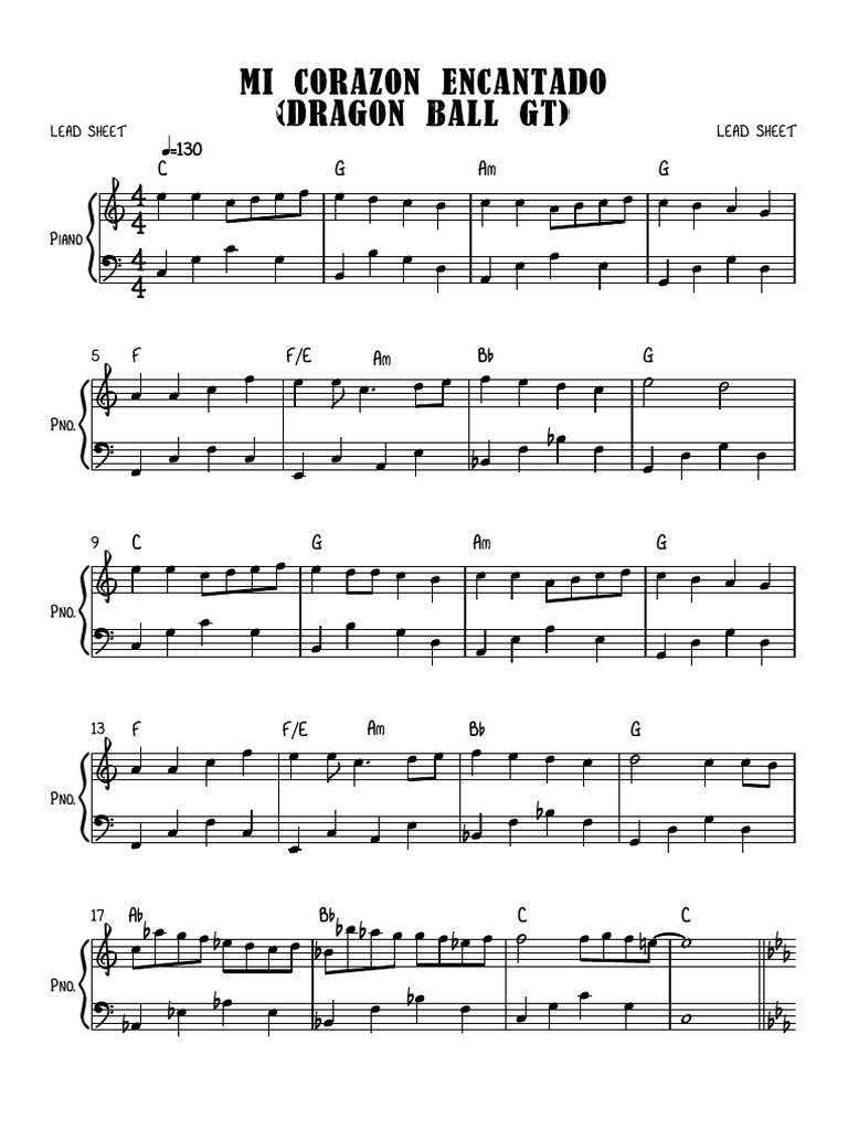 Mi Corazon Encantado Dragon Ball Gt Easy Piano