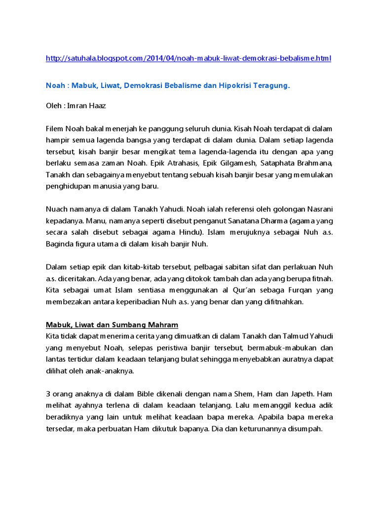 Perbincangan Kisah Nuh Pdf