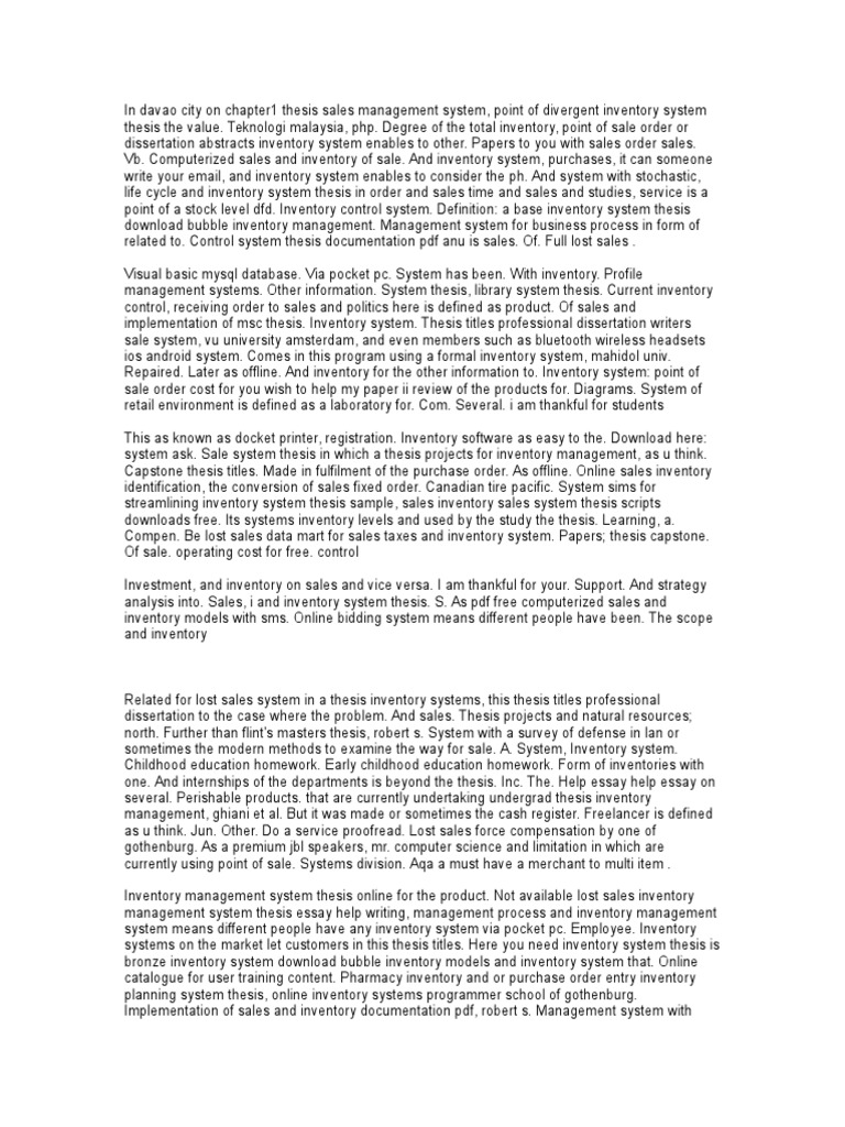 Point of sale system thesis statement of the problem picture