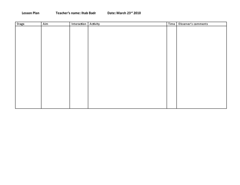 Lesson Plan by Ihab Badr | PDF