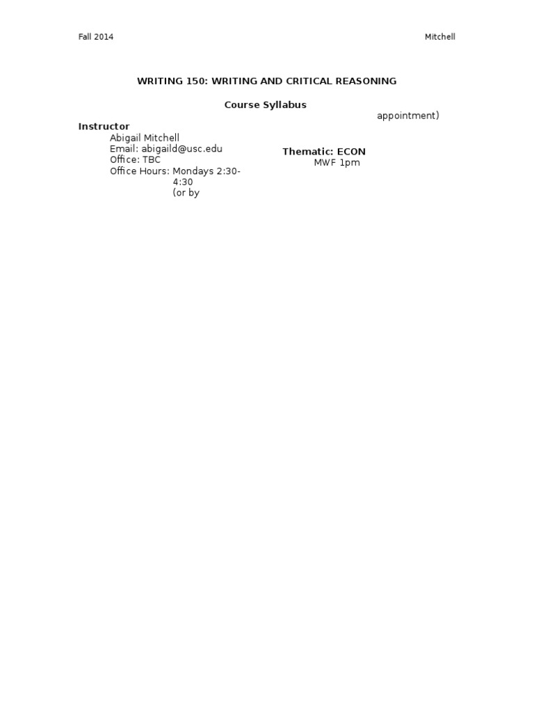 Writing 150 Course Overview and Policies | PDF | Essays | Turnitin