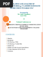 Simulation and Analysis of "Reconfigurable G - C Ladder Base-Band Filter Using Tunable Ota"