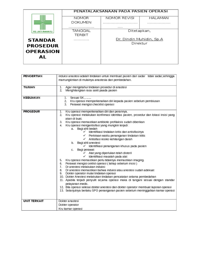 Prosedur Operasi Pasien | PDF | Sains & Matematika | Teknologi & Rekayasa