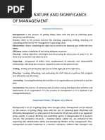 Chapter 1: Nature and Significance of Management: Important Definitions