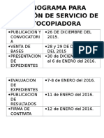 Cronograma Para Licitación de Fotocopiadora