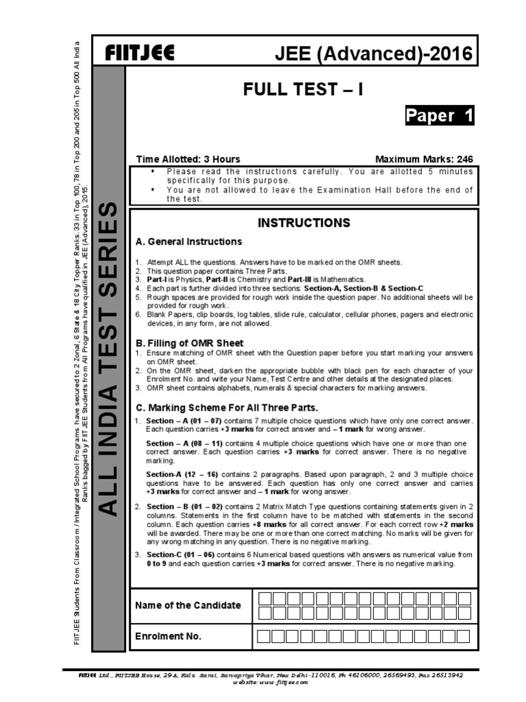 Fiitjee aits ADV-P1  Aromaticity  Lens (Optics)