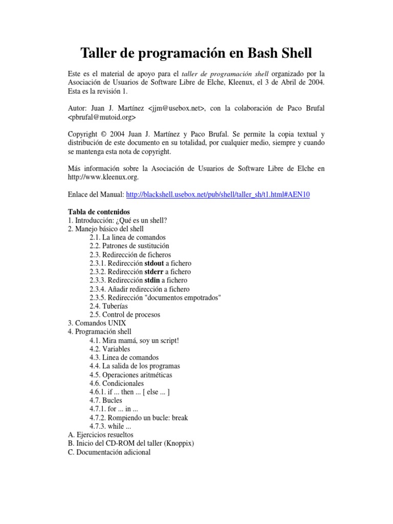 Manual de Programación en Bash Shell Linux | PDF | Proceso (Computación ...