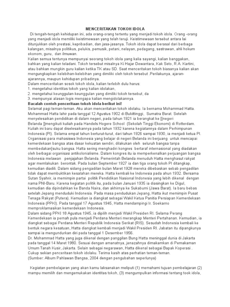 Menceritakan Tokoh Idola