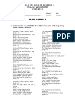 Farm Animals: Escola Eb1 Alto de Soutelo 1 English Worksheet 2014-2015