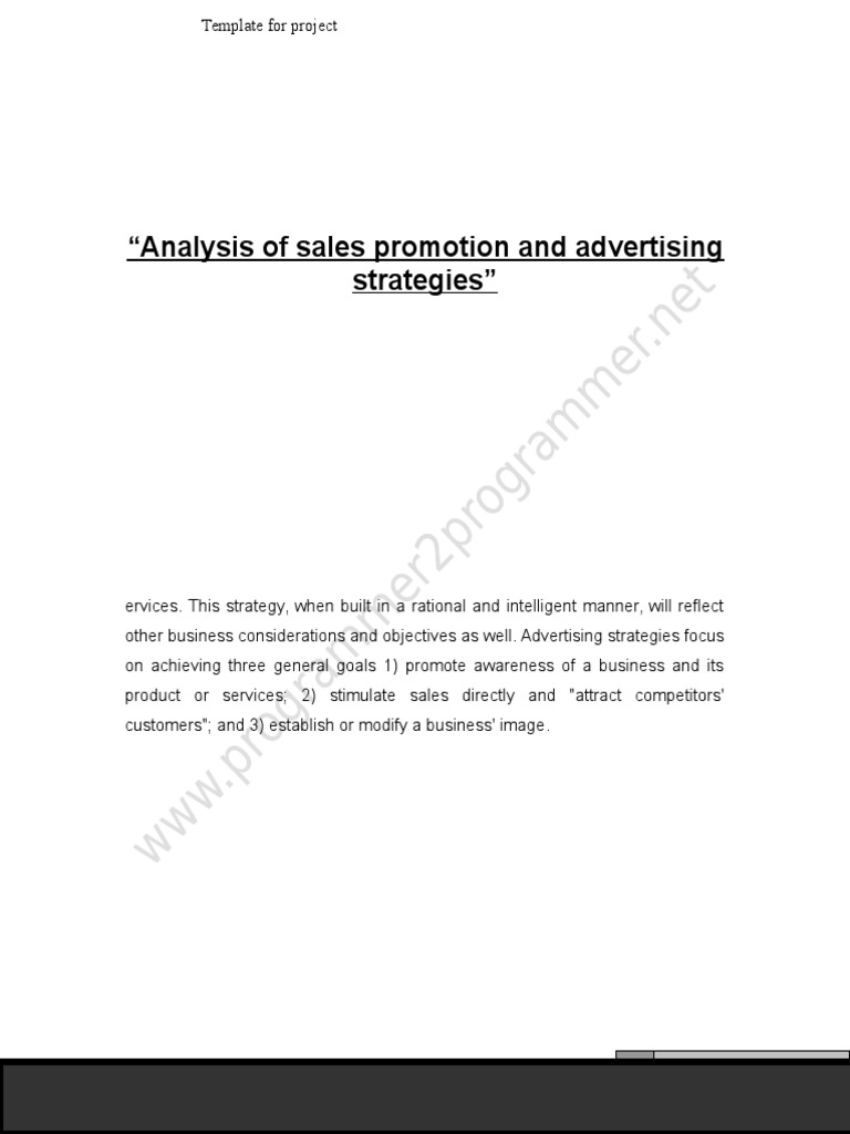 Sales Promotion and Advertising Strategies Analysis | PDF | Career ...