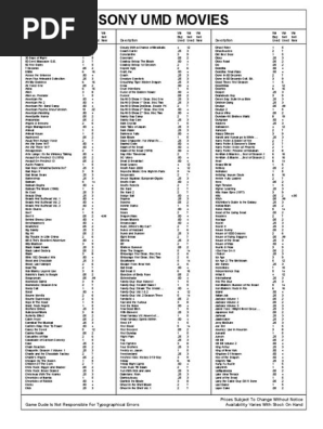 PSP UMD Movie - Pick your movie title from list