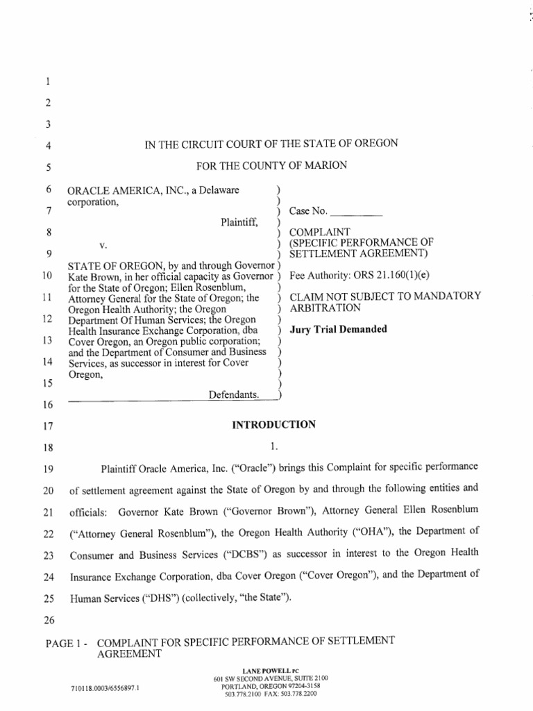 Specific Performance Complaint | PDF