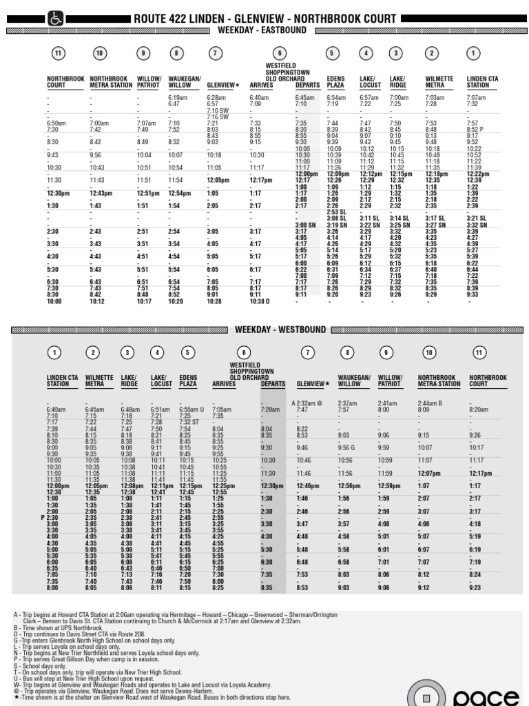 Pace Bus Schedule 422 Public Transport Bus Transport