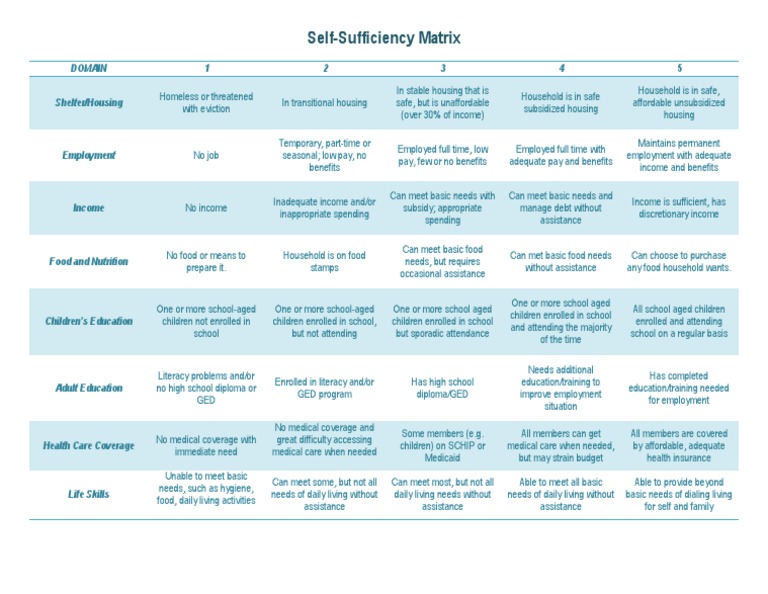 Self Sufficiency Matrix Form _ FSS Resource Library – XEER