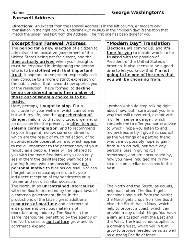 Farewell Address 1 | PDF | Government | Social Institutions