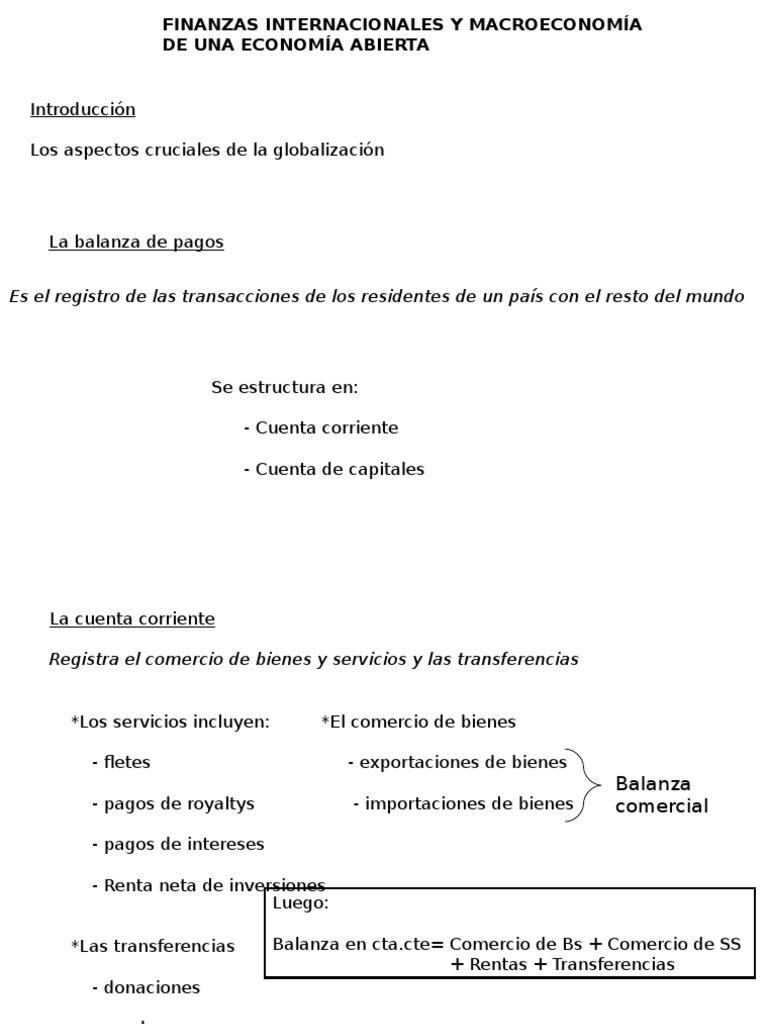 Finanzas Internacionales y Balanza de Pagos | PDF | Balance de pagos ...