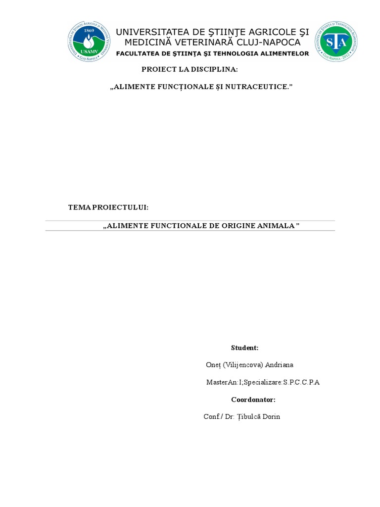 Alimente Functionale de Origine Animala | PDF