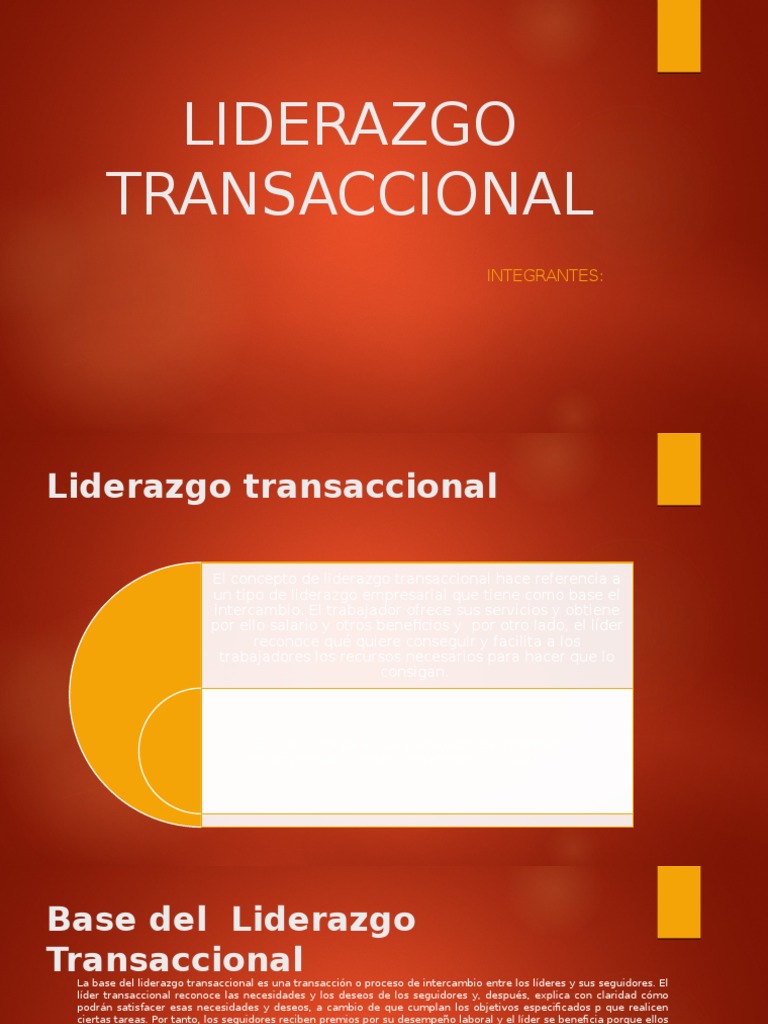 LIDERAZGO TRANSACCIONAL Liderazgo Liderazgo y tutoría
