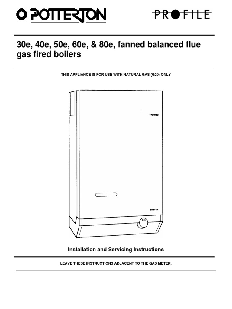 Potterton Profile Boiler Installation Manual | PDF | Water Heating ...