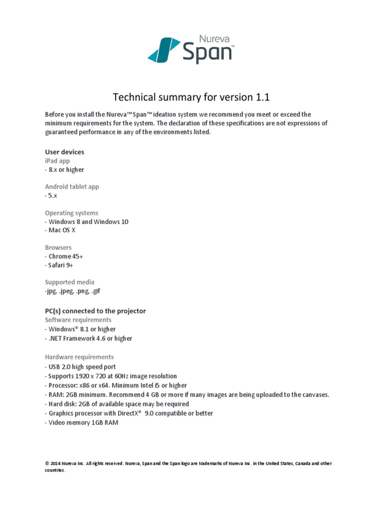Technical Summary For Version 1.1: User Devices | PDF