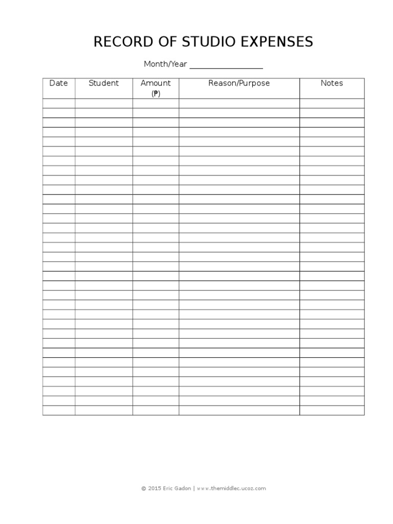 Record of Studio Expenses PDF