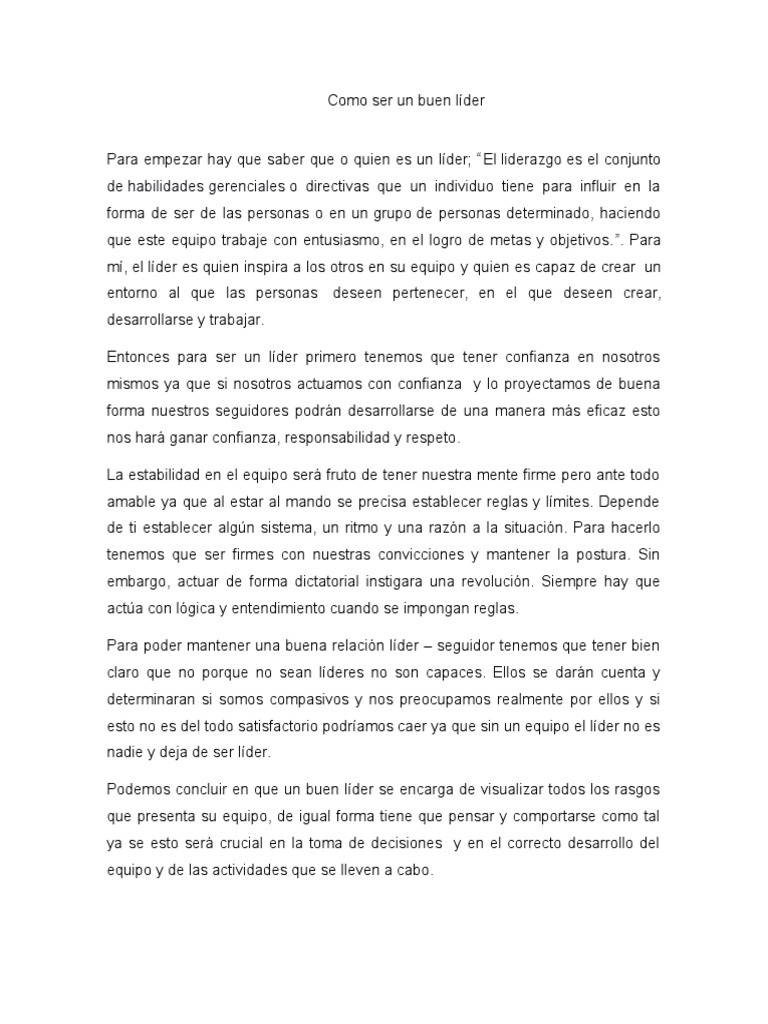 Como Ser Un Buen Líder | PDF | Mecatrónica | Liderazgo