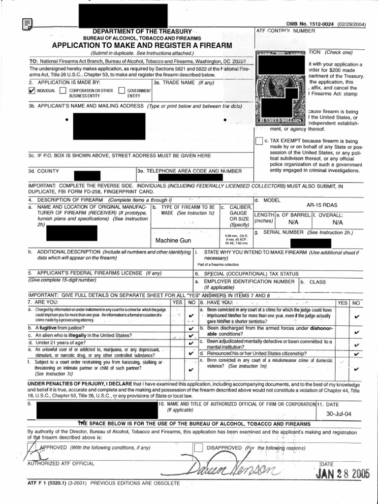 2005 Approved Form 1 | PDF