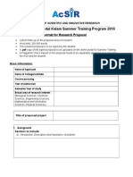 Acsir - Dr. Apj Abdul Kalam Summer Training Program 2016: Format For Research Proposal