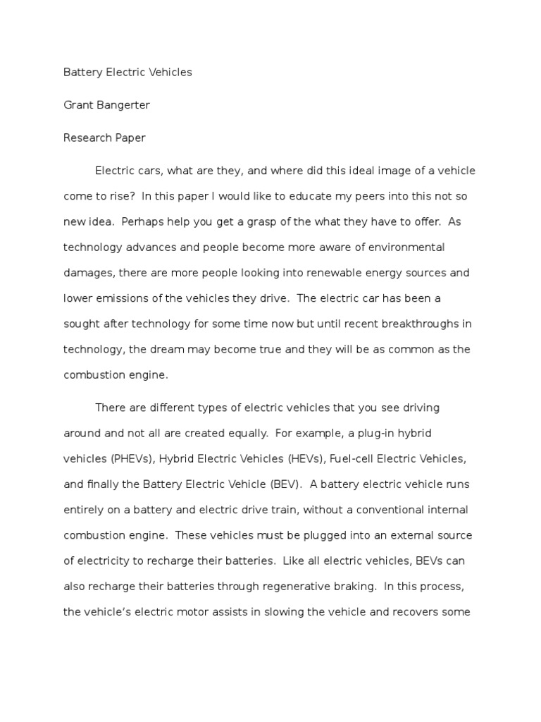 Electric Cars Research Paper