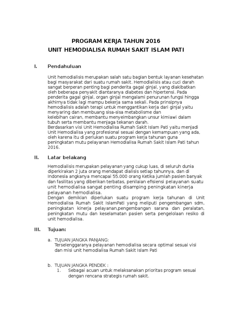 Program Kerja Hemodialisa 2016