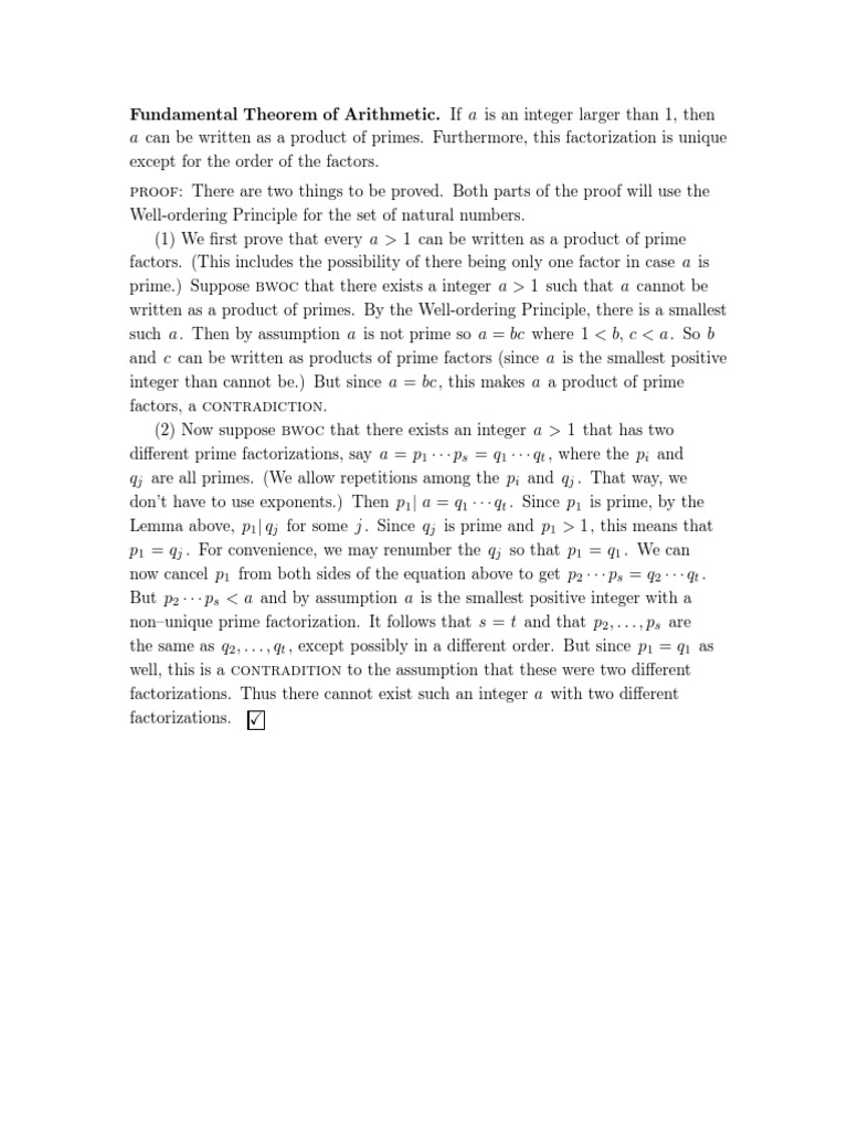 Fundamental Theorem of Arithmetic | PDF | Factorization | Prime Number