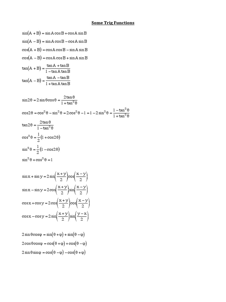Trigonometric Function Identities | PDF