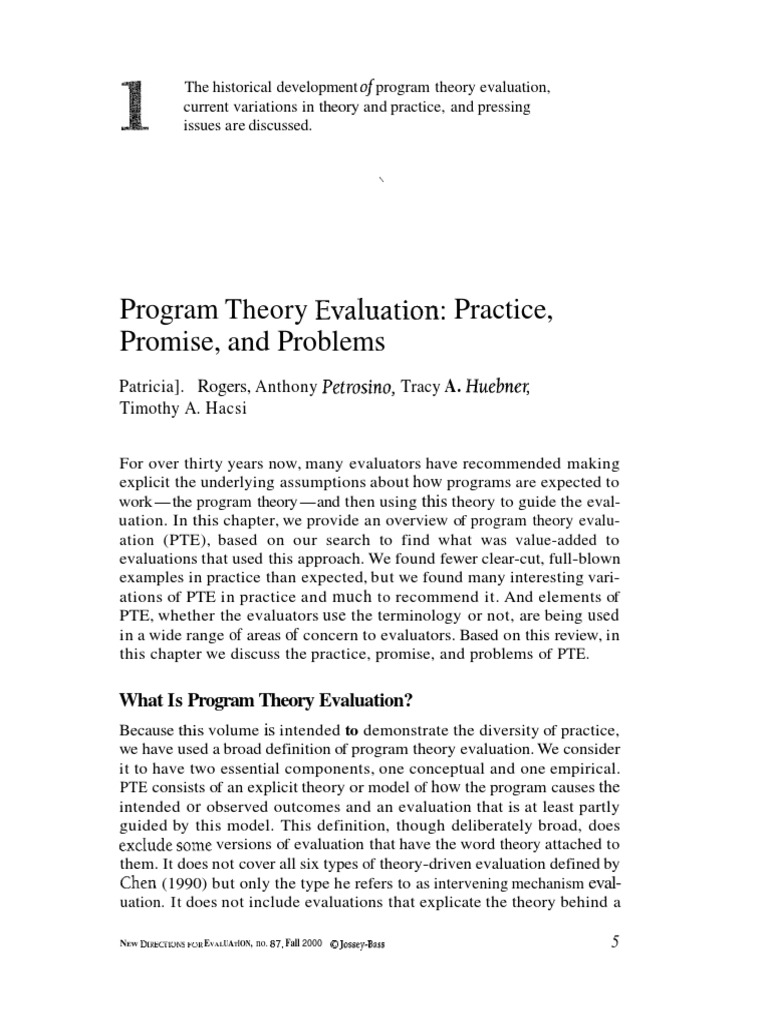 Overview of Program Theory Evaluation | PDF | Program Evaluation ...