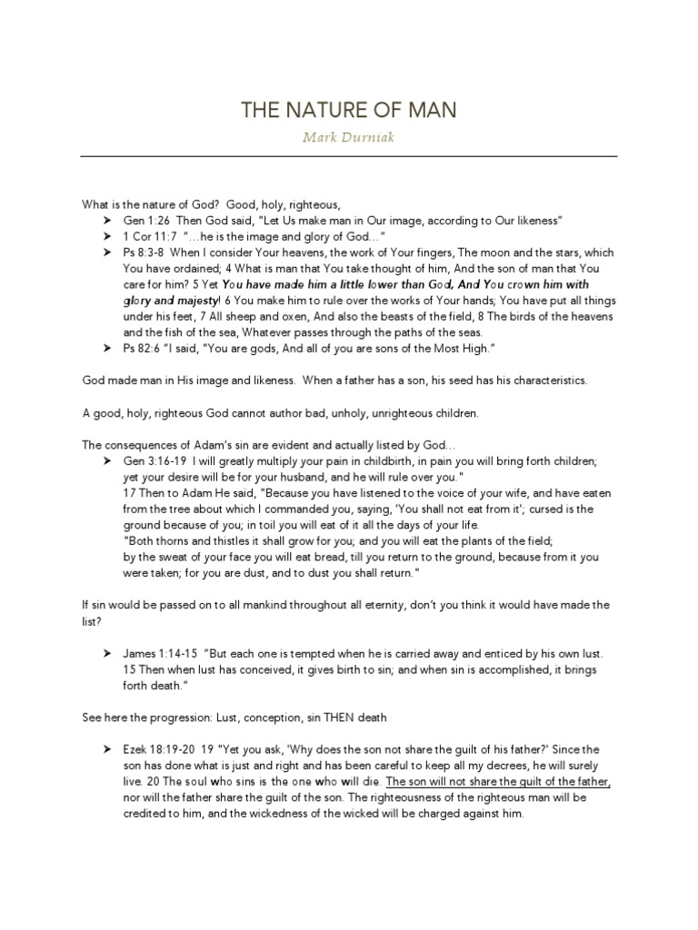 The Nature of Man Ten Commandments Sin