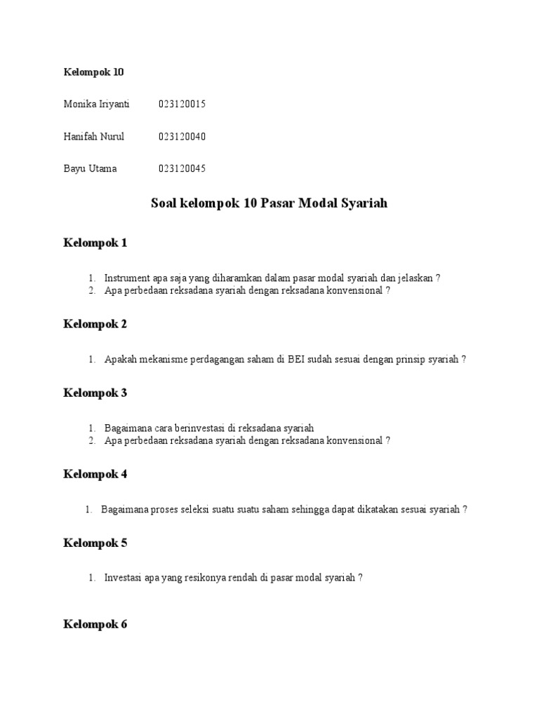 Contoh Soal Essay Pasar Modal Dan Jawabannya Contoh Soal