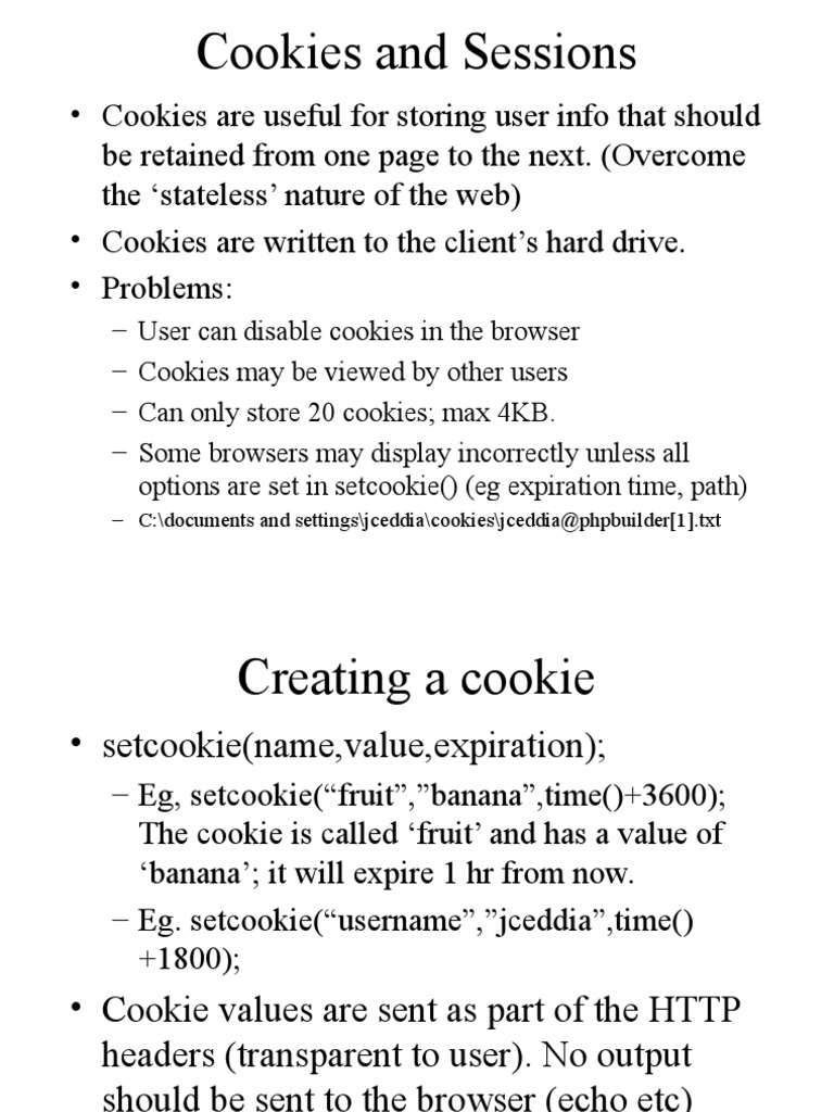 Cookies and Sessions PDF Http Cookie Computing
