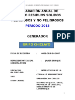 Declaración Anual de Manejo de Residuos Solidos Año 2013