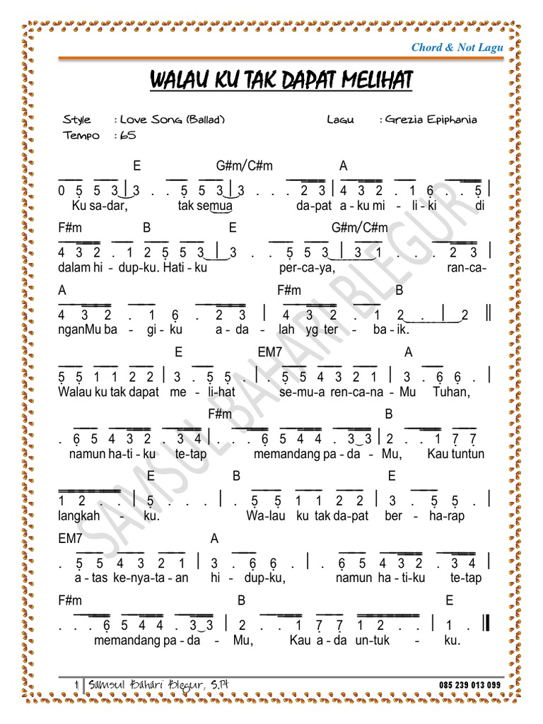 Chord Gitar Walau Ku Tak Dapat Melihat Chord Walls