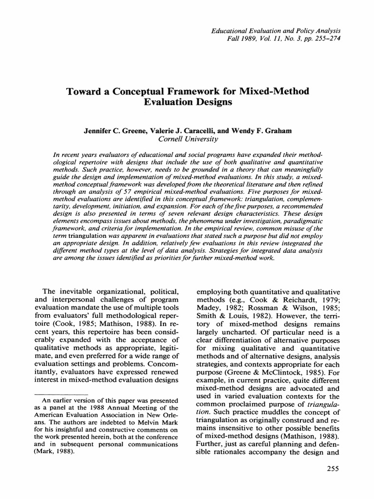 Toward A Conceptual Framework For Mixed-Method Evaluation Designs | PDF ...