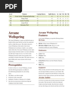 5e Prestige Class the Arcane Wellspring