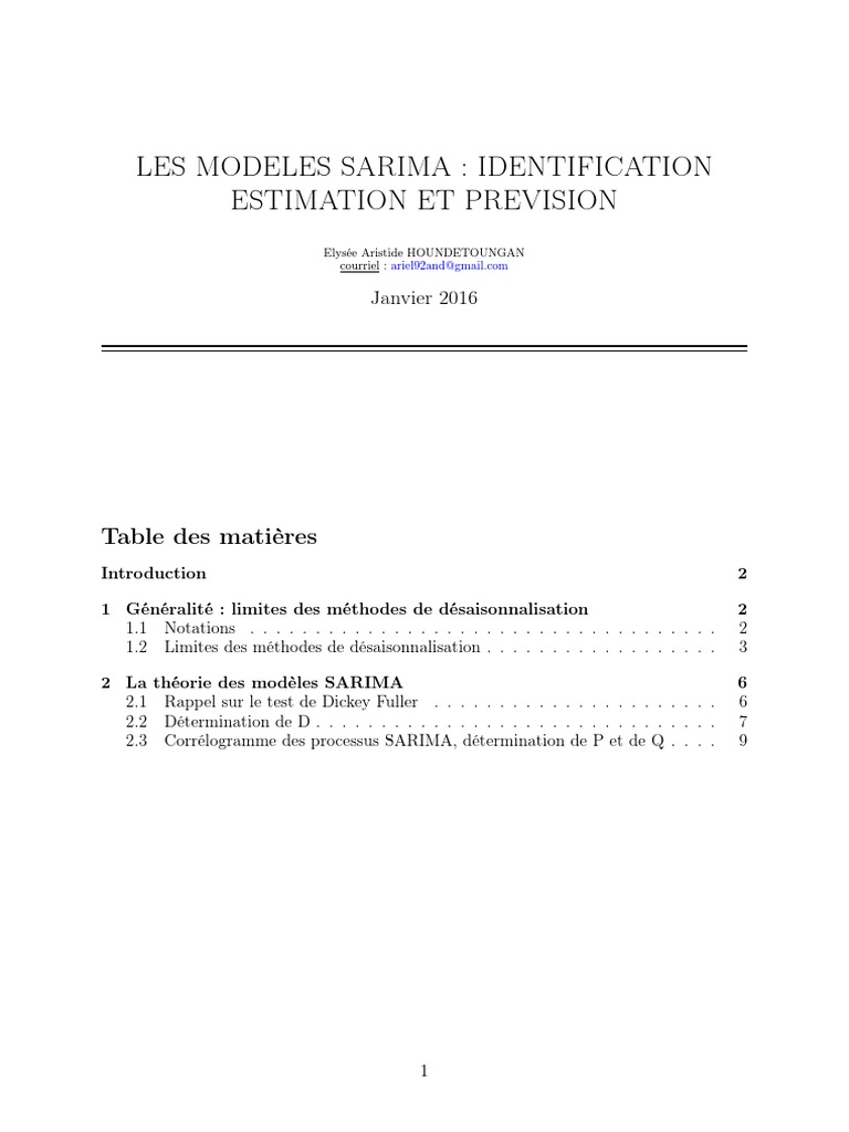 Les Modèles SARIMA | PDF | Polynôme | Statistiques